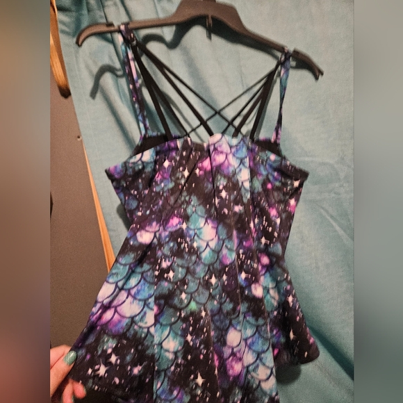 Torrid Blue Mermaid Slim Fix Underwire Strappy Back One Piece Swimsuit 1R - Picture 4 of 6